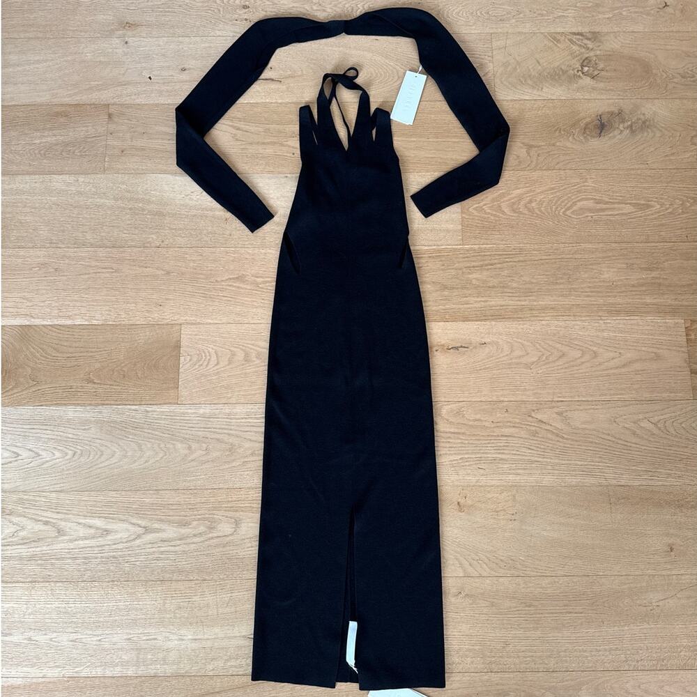 Dion Lee Midi Dress Plaited Merino Rib Size XXS Black